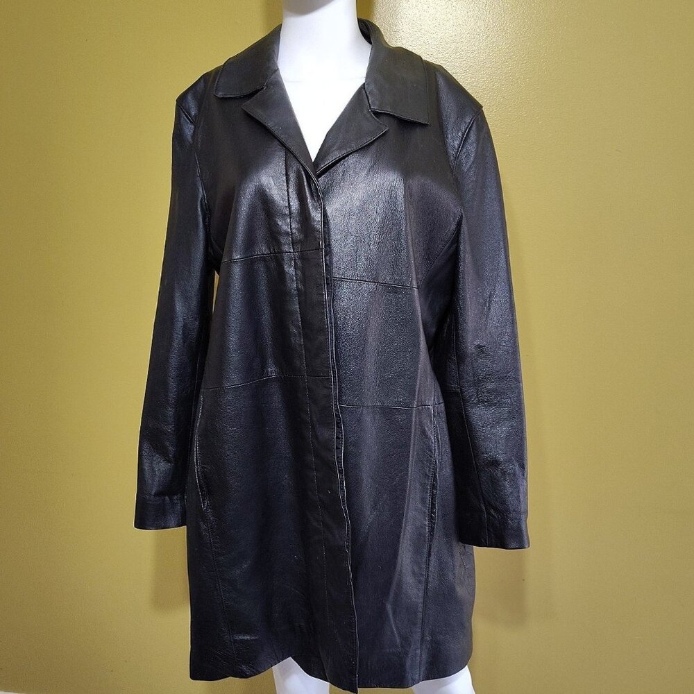 Ladies Studio C Button Down Soft Black Leather Co… - image 1